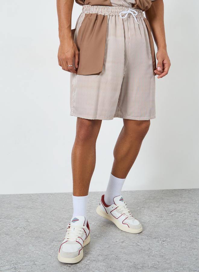 ستايلي طقم رجالي قميص وشورت بجيوب متباينة - Image 4